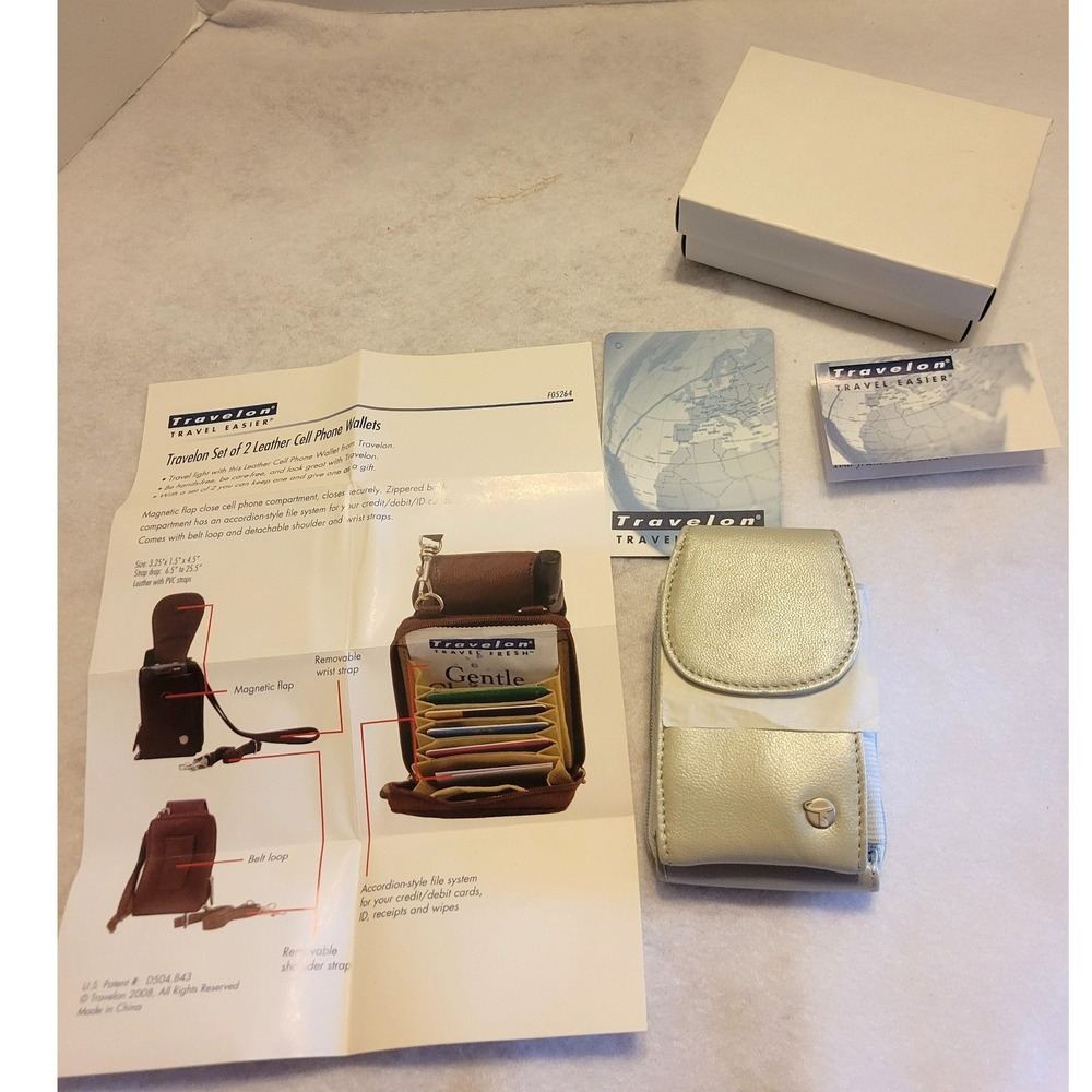 Travelon Leather Cell Phone Wallet Accordion Card Case Wristlet Crossbody Silver